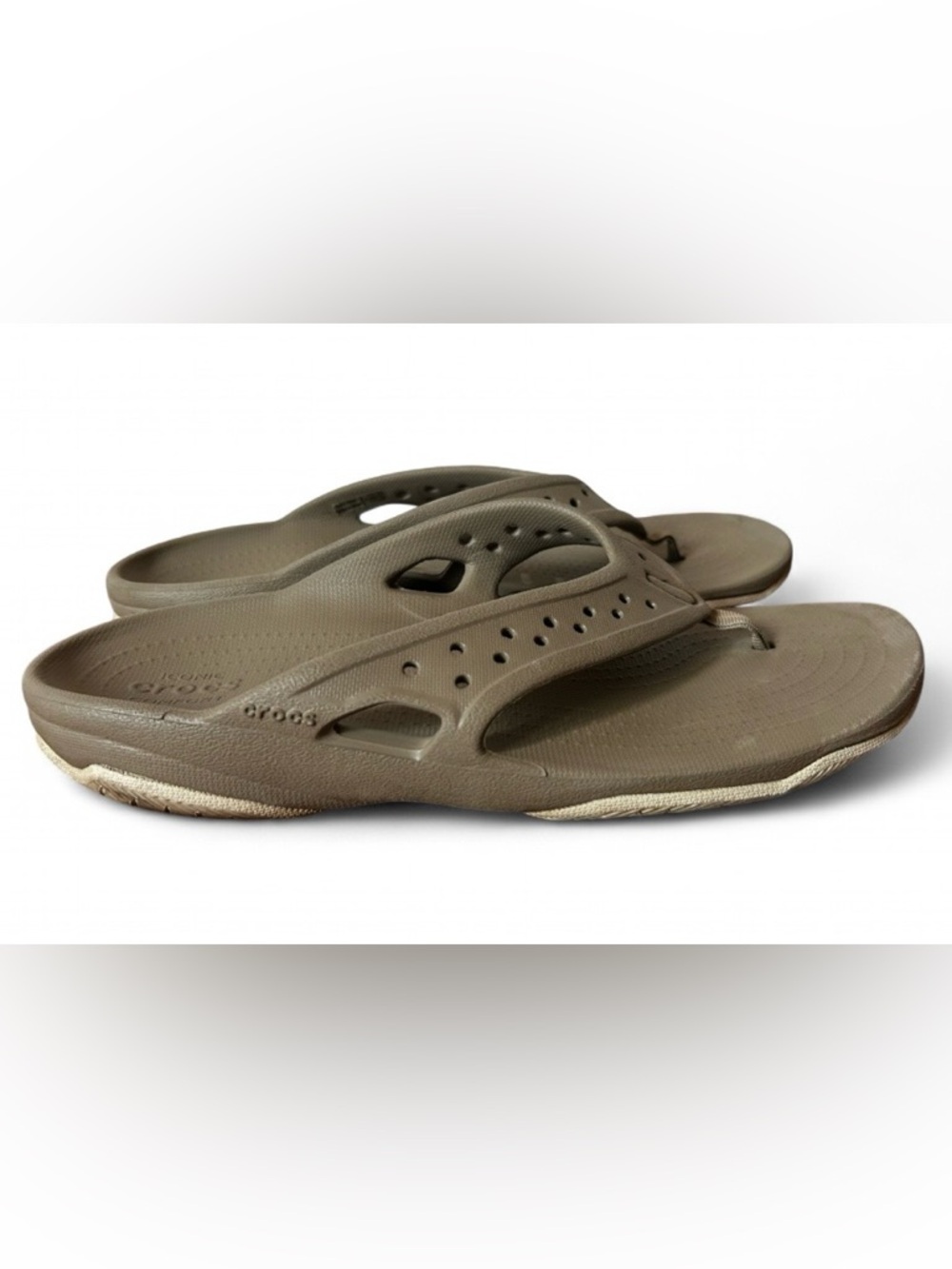 Crocs Swiftwater Deck Flip Flops Men 9 US Beige Sandals